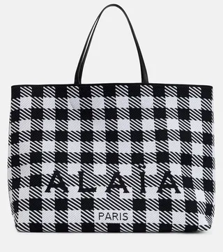 Logo checked tote
