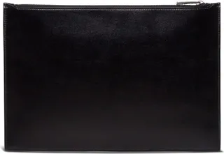 Black Leather Handbag With Logo