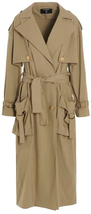 Balmain Belted Double-Breasted Trench Coat