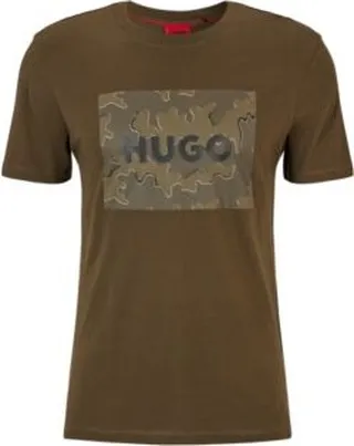 Cotton-jersey T-shirt with camouflage-print branding
