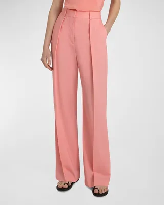 Levi Pleated High-Rise Wide-Leg Pants