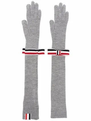 Bow-Detail Knit Gloves