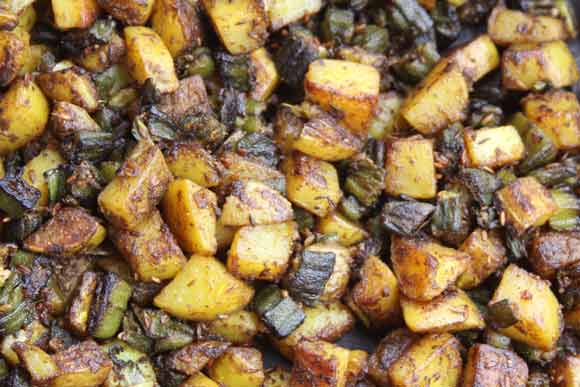 Aloo Bhindi - Rezept für Ayurvedische Kartoffeln mit Okra