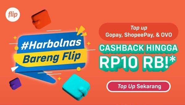 Harbolnas bareng Flip: Topup E-wallet Dapat Cashback Rp10.000 (November 2021)
