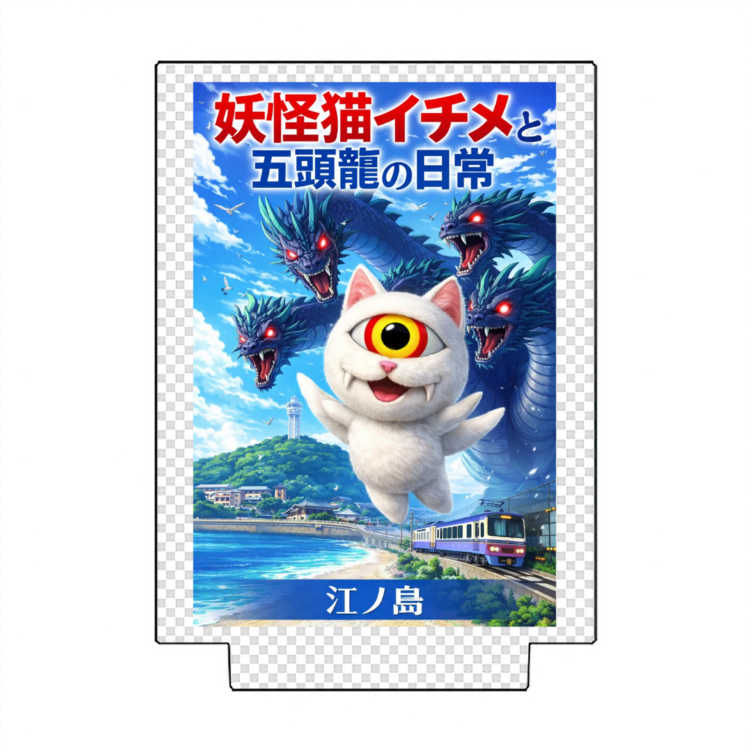 妖怪猫イチメと五頭龍の日常 江ノ島 7色で光るアクリルスタンド