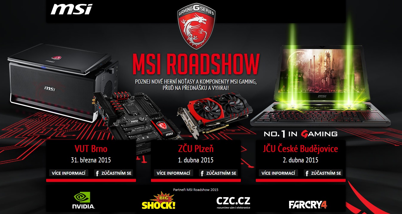 Přijďte se podívat na MSI Gaming Roadshow 2015