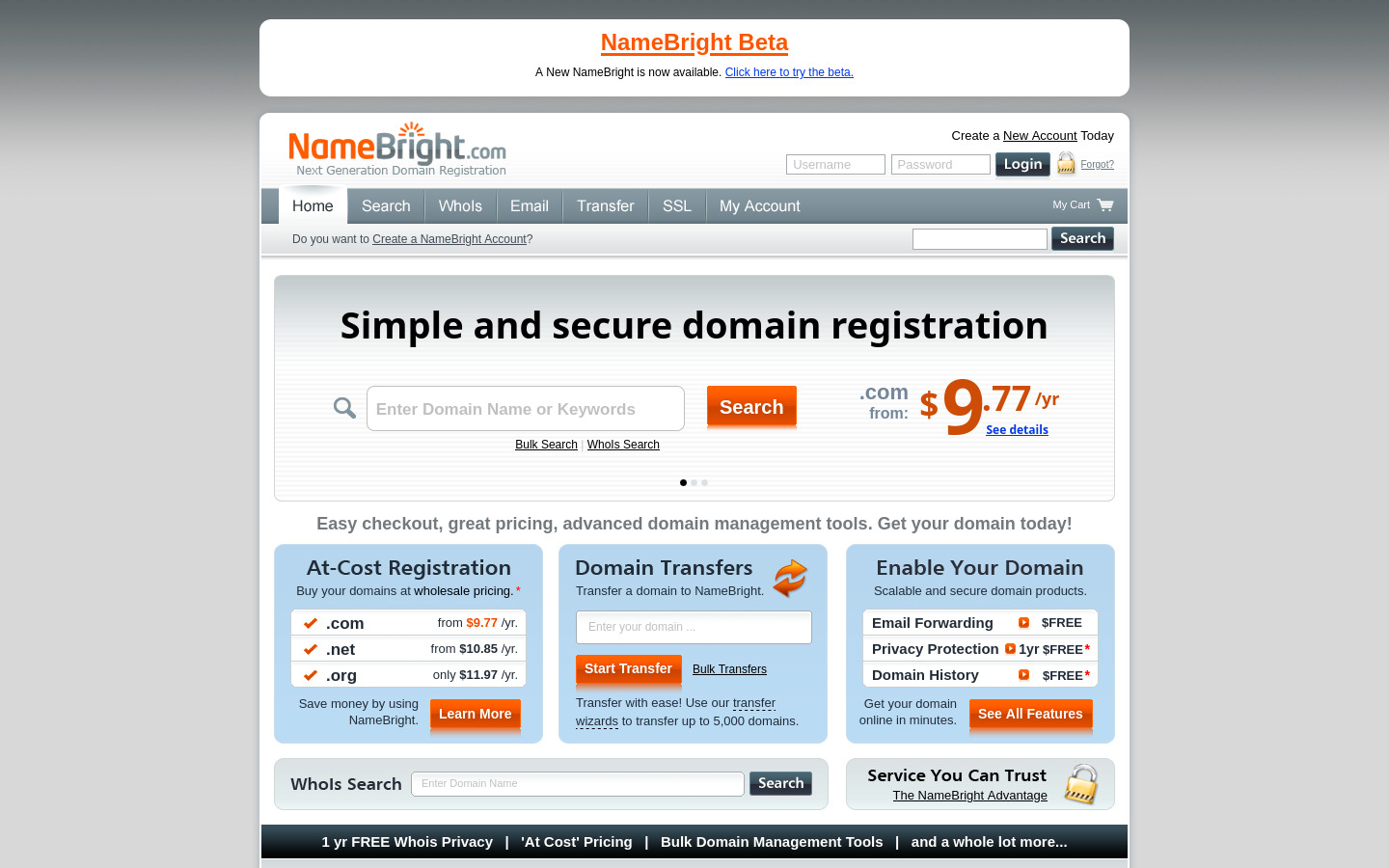 screenshot namebright.com