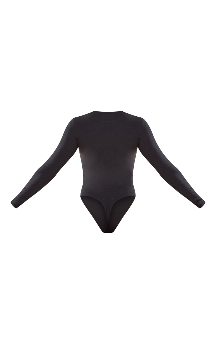 Black Asymmetric Cut-Out Jersey Bodysuit with Contouring