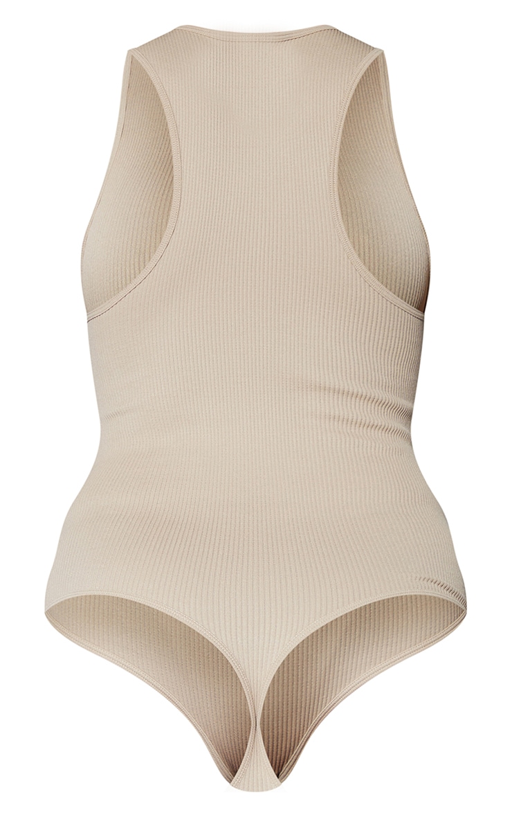 Contour Racer Neck Stone Structured Ribbed Bodysuit