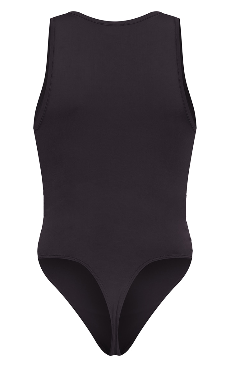 Sleek Black Racerback Sleeveless Bodysuit