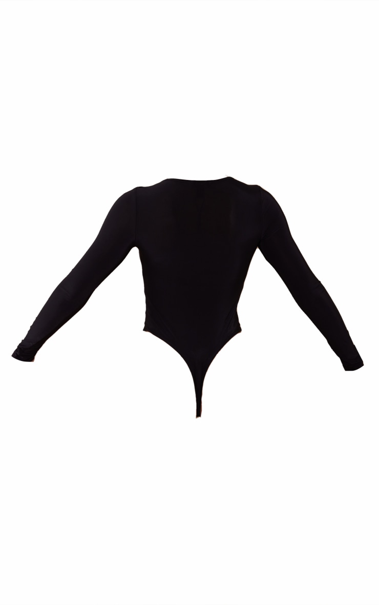 Black Heart Trimmed Long Sleeve Bodysuit