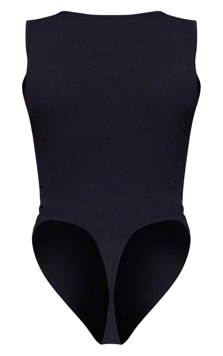 Black Crepe Square Neck Bodysuit with Thin Straps