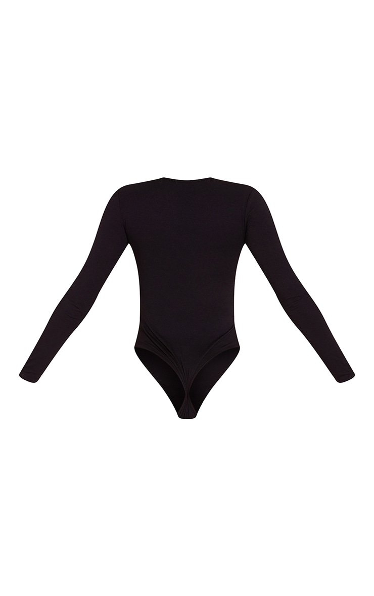 Black Asymmetrical Thong Jersey Bodysuit