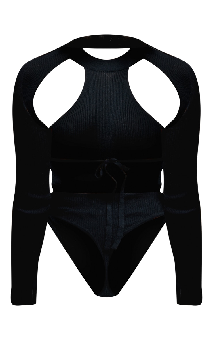 Black Open Back Knitted Bodysuit