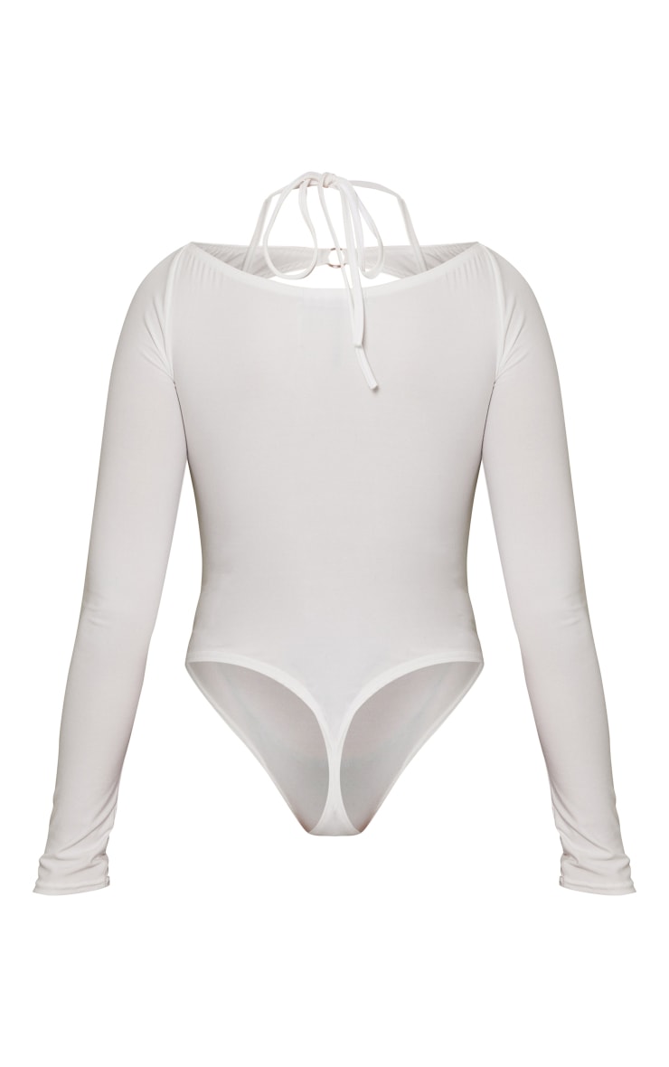 Cream Jersey Bardot Bodysuit with Cut Out Ring Detail