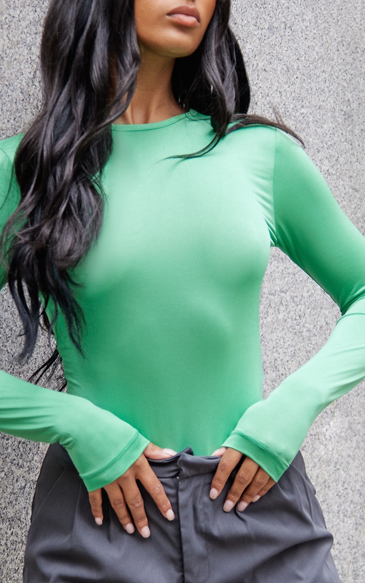 Basic Green Slinky Long Sleeve Bodysuit