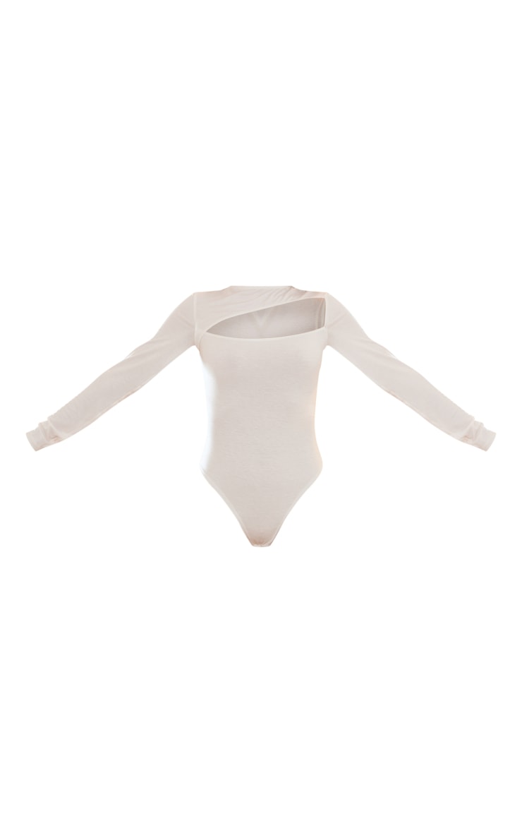 White Contour Jersey Asymmetric Cut Out Bodysuit