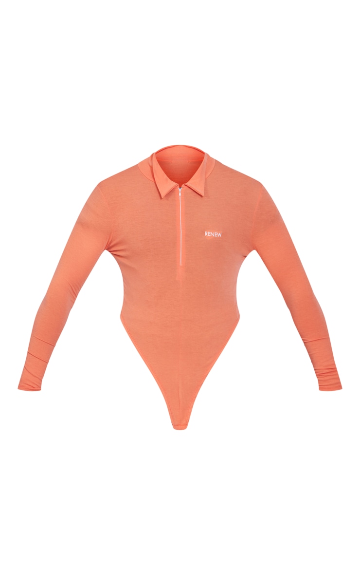 Renew Peach Zip Up Plunge Bodysuit