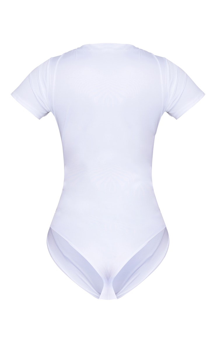 Tall White Short Sleeve Slinky Bodysuit