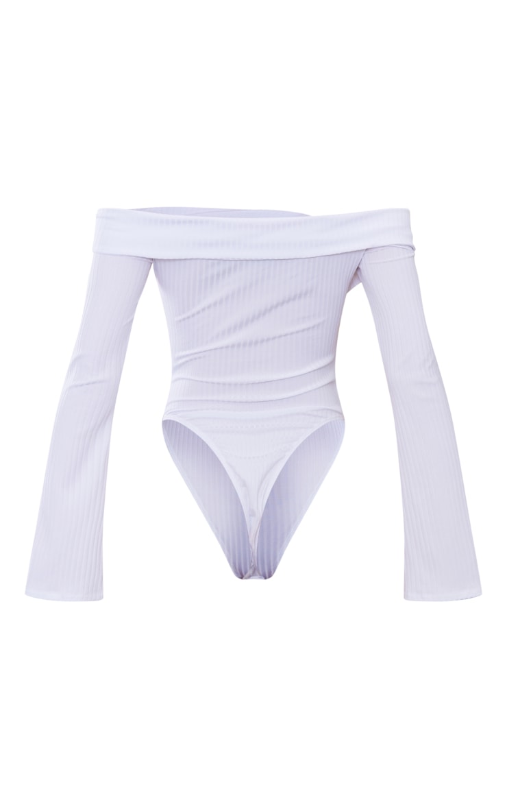 Tall White Ribbed Fold Over Front Bodysuit
