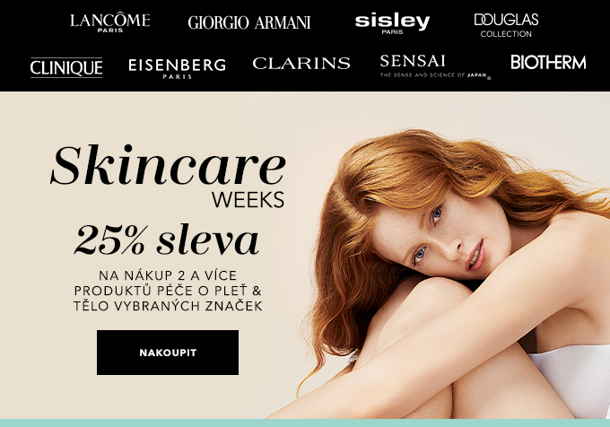 Skincare weeks - 25% sleva NA NÁKUP 2 A VÍCE PRODUKTŮ PÉČE O PLEŤ & TĚLO VYBRANÝCH ZNAČEK