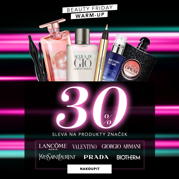 30 % SLEVA NA PRODUKTY ZNAČEK LANCOME, VALENTINO, GIORGIO ARMANI, YVES SAINT LAURENT, PRADA, BIOTHERM