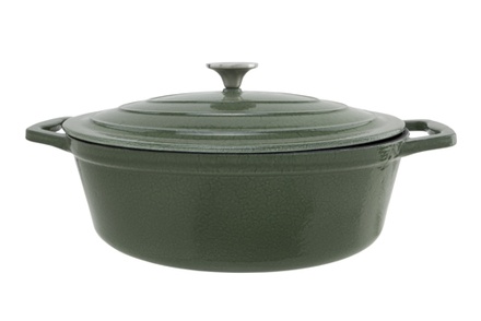 castard kookpot glansgroen5,1l 33x25x h11cm ovaal gietijzer