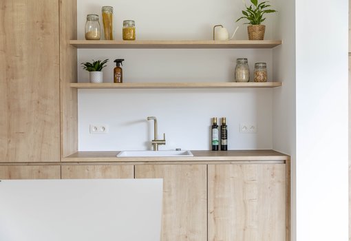 Ons huis/nieuw huis - Keuken Nele & Dries - ruime, vierdelige keuken - keuken met houten look