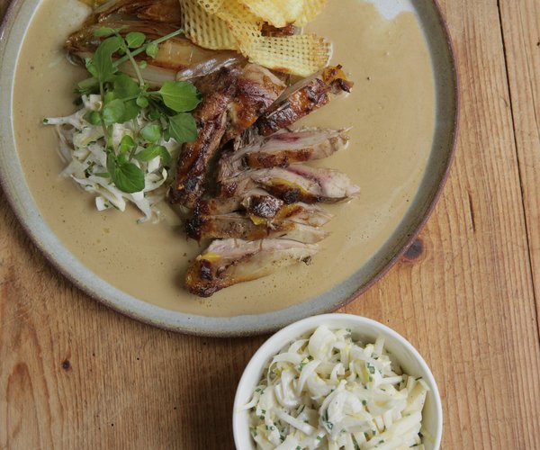 Recepten Dagelijkse kost - Fazant ‘fine champagne’ met  witloof en pommes gaufrettes