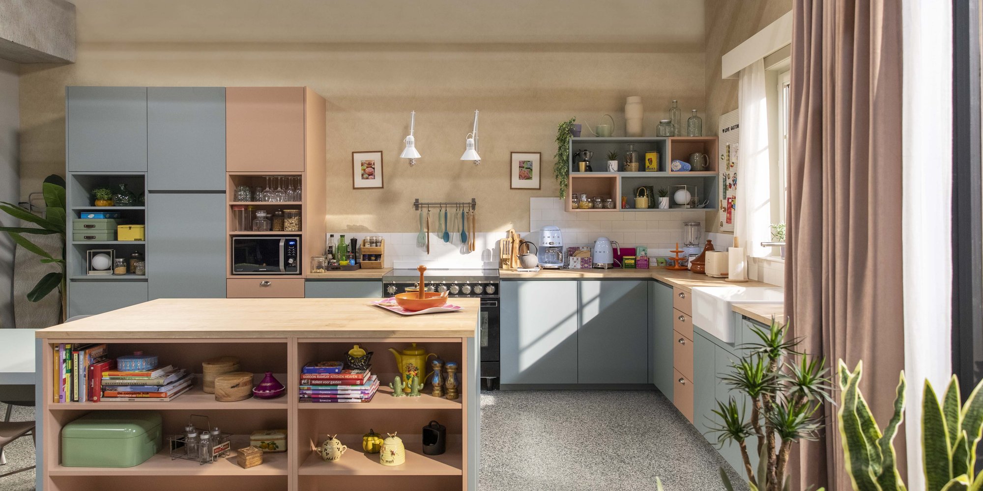 combinatie Slager ambitie Open en kleurrijke keuken voor Hanne en Quinten in Familie | Dovy Keukens