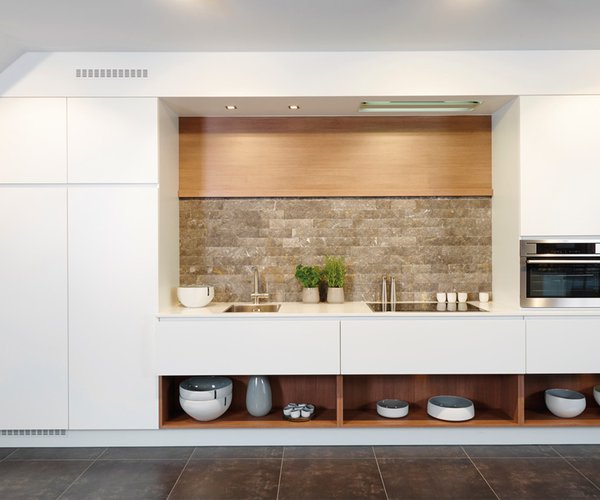 Witte moderne keuken op 1 lijn - Model Design