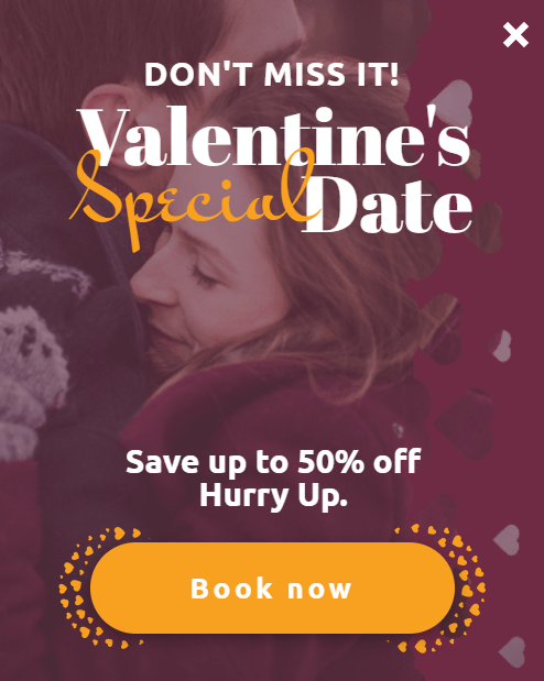 Free Valentine's Day date promotion popup