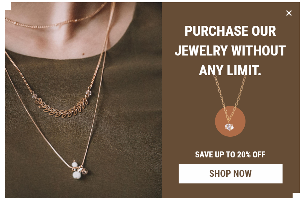 Free Jewels & Luxury promotion popup