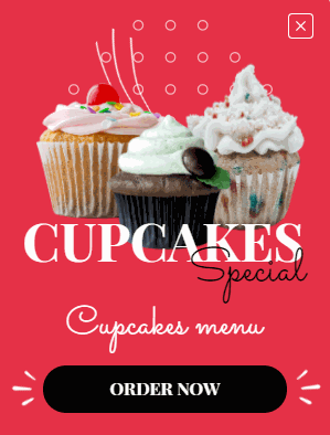 Free Cupcake promotion popup