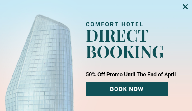 Free hotel booking promotion popup