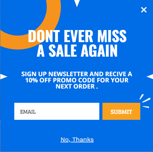 Free Newsletter & Sale popup design