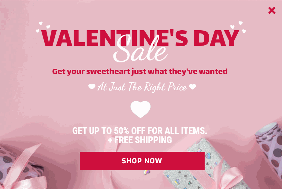 Free Valentine's Day sale popup