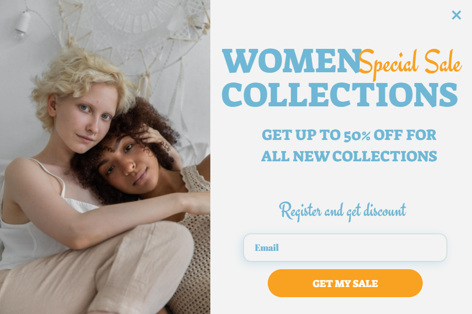 Free Women collection sale popup design