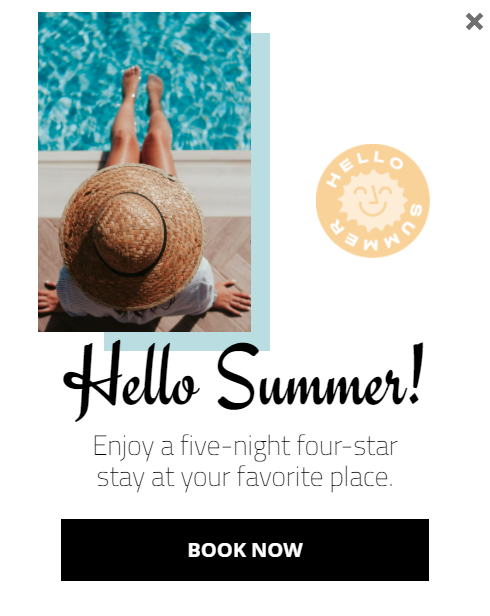 Free Summer trips promotion popup