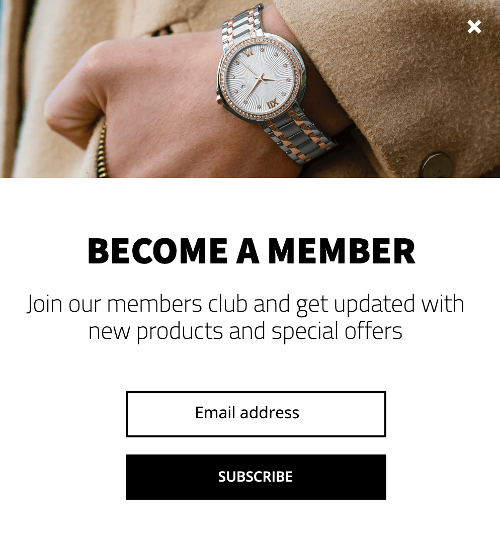 Free Classy membership signup pop-up template