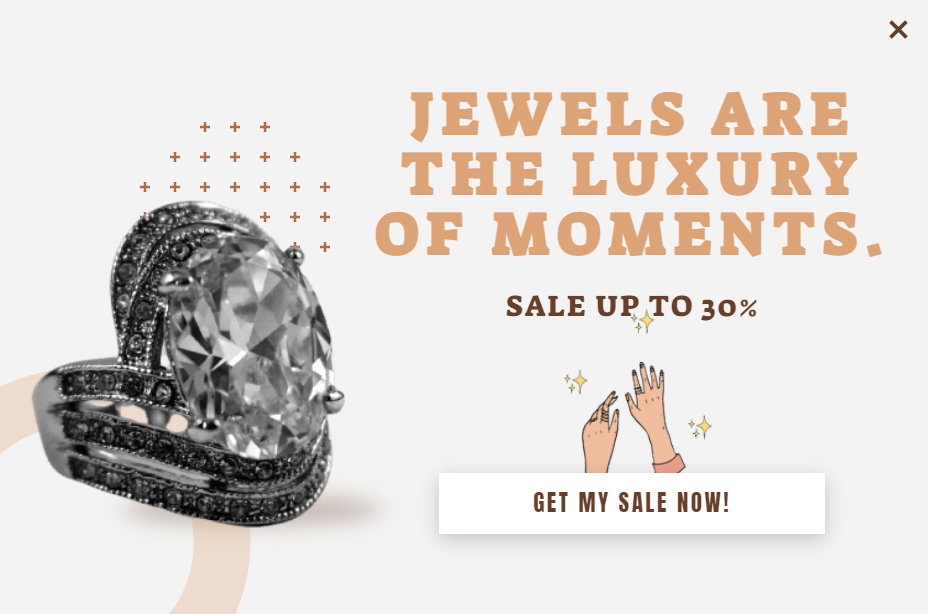 Free Jewels & Luxury promotion popup