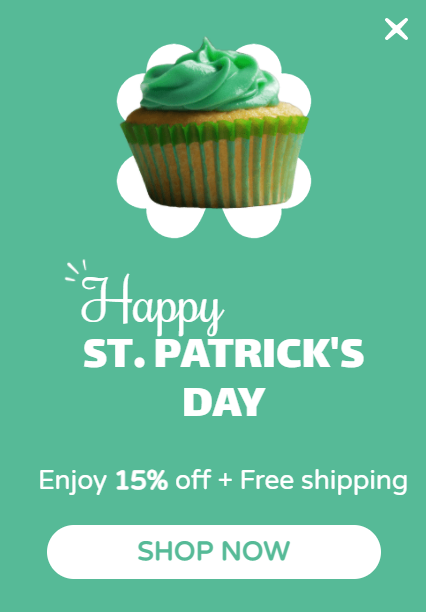 Free St. Patrick's Day promotion popup