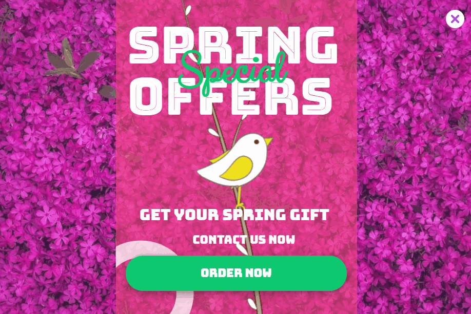 Free Spring season promotion popup