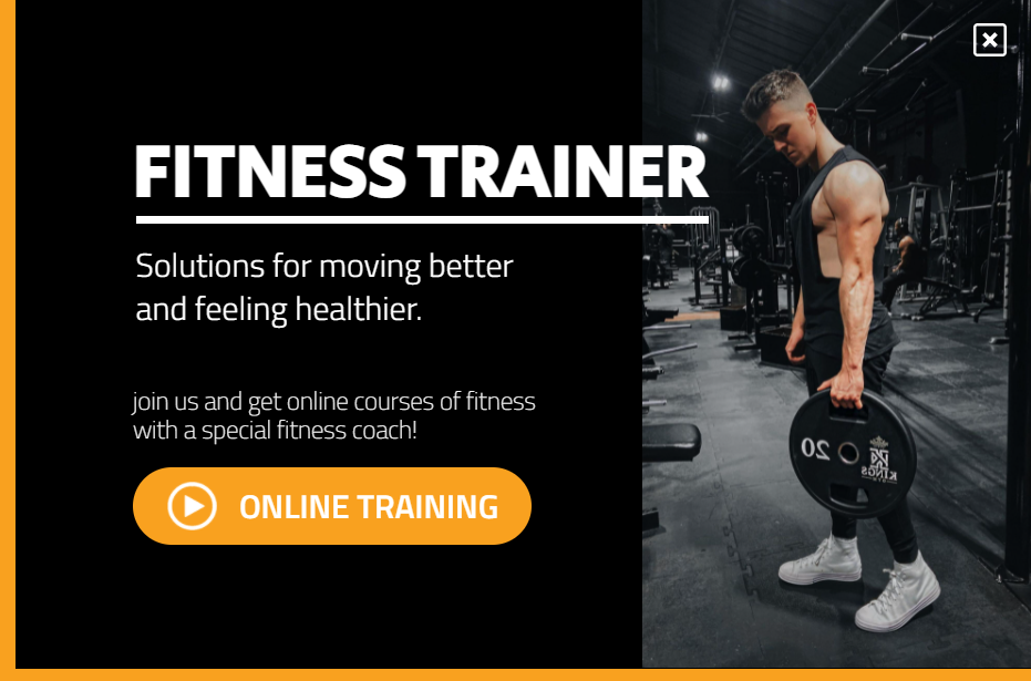 Free Online fitness training popup design