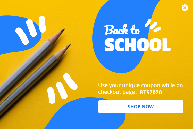 Free Back-to-school e-Commerce popup template