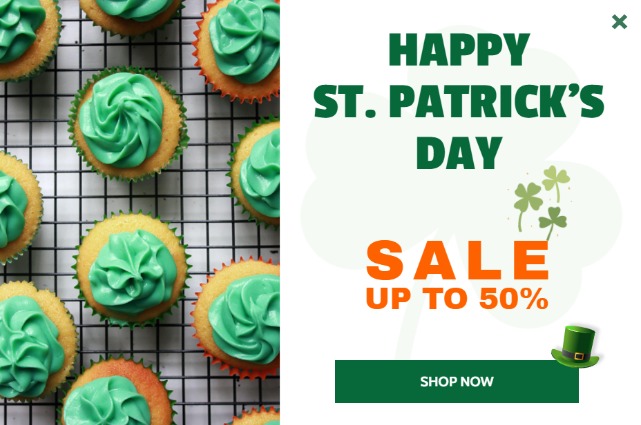 Free St. Patrick's Day promotion popup