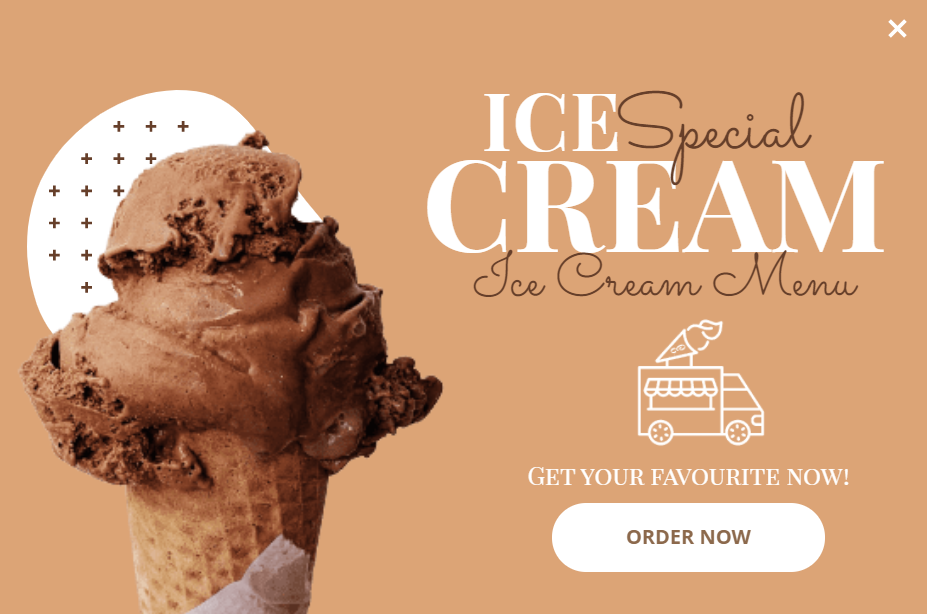 Free Ice Cream promotion popup