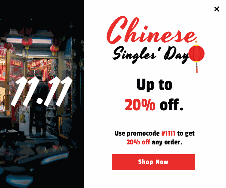 Chinese Singles' Day for promoting sales and deals on your website