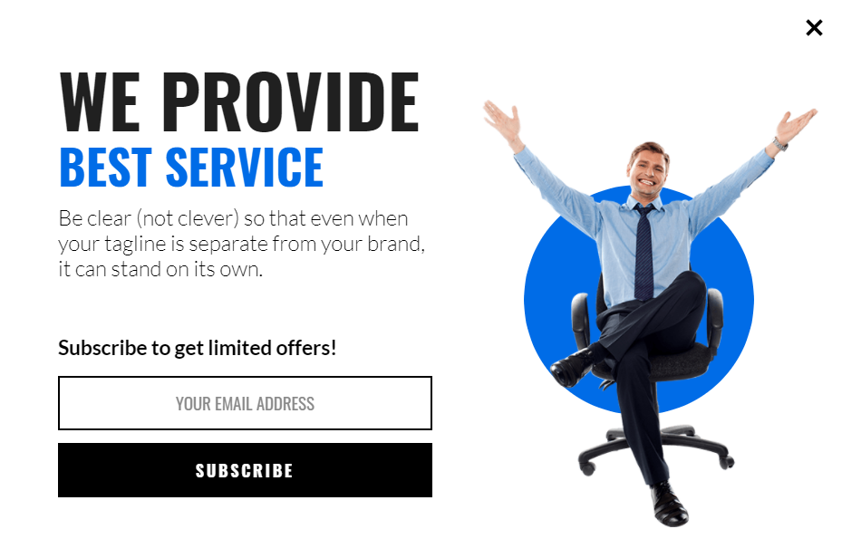 Free Convert visitors into Customers with Marketing Service popup design