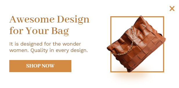 Free Bag's shop promotion popup